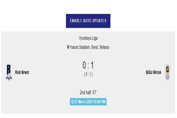 RKH vs ENG Live Score, Belarus Premier League, Rukh Brest FC vs Energetik-BGU Minsk Live Score 2
