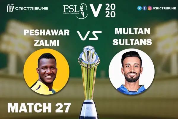 PES vs MUL Live Score 27th Match between Peshawar Zalmi vs Multan Sultans Live on 13 March 2020 Live Score & Live Streaming.