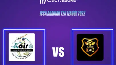 AJH vs GCC Live Score, In the Match of ICCA Arabian T20 League 2022, which will be played at ICC Academy FPAG vs DGA Live Score, Match between Ajman Heroes v...